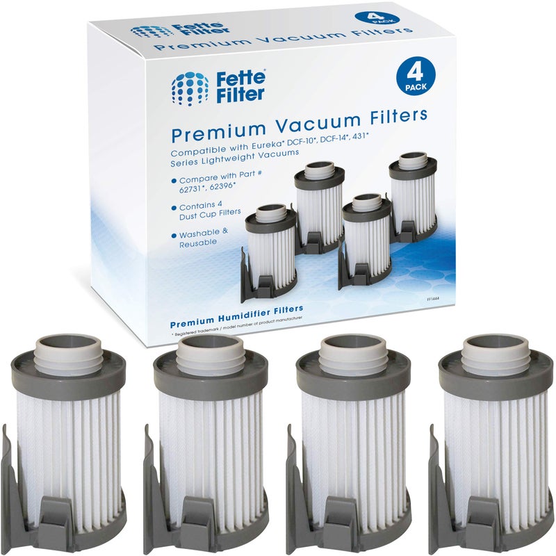 Fette Filter - Vacuum Filter Compatible with Eureka Models DCF10, DCF-10, DCF14, DCF-14, Optima 430 series & Optima Pet Lover Compare to Part # 62396-2, 62396, 62731. Pack of 4 - Image 1